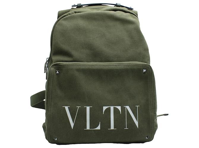 Valentino VLTN Rucksack aus grünem Khaki-Canvas Leinwand  ref.571449