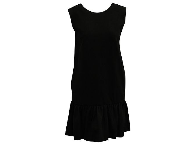 MSGM Ruffled Hem Mini Dress in Black Viscose