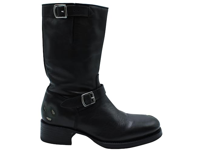 Dsquared2 Distressed Buckle Boots in Black Leather  ref.571467