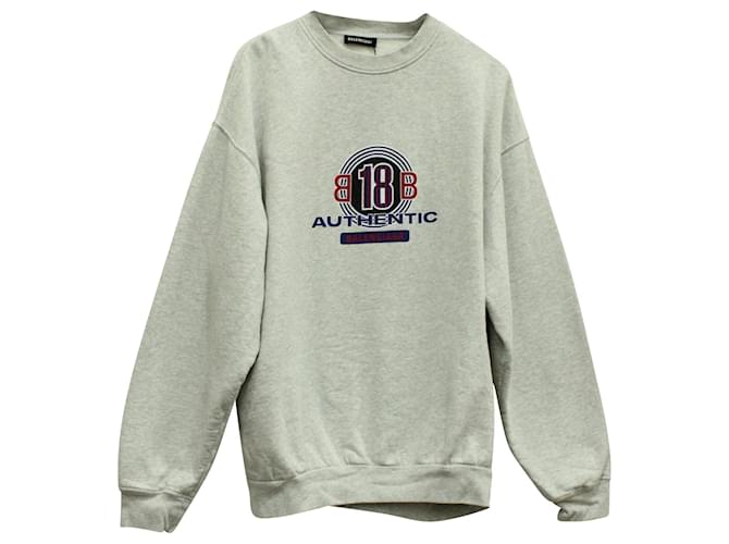Balenciaga Logo Printed Sweatshirt in Grey Cotton  ref.571469