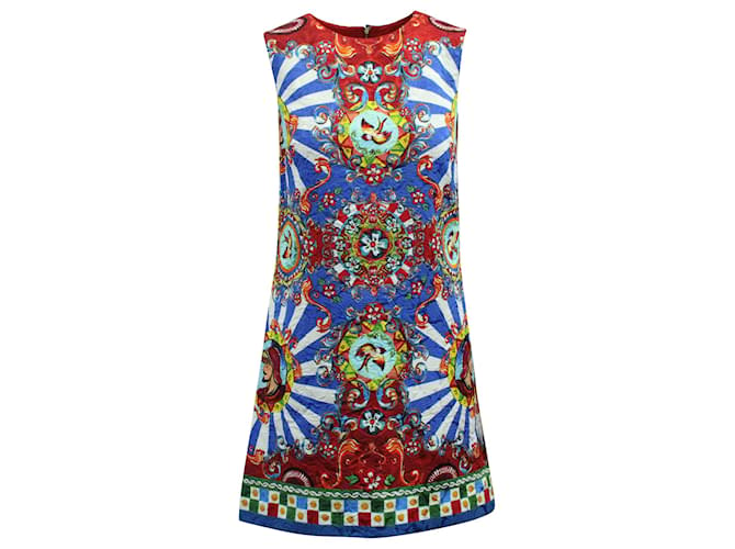 Dolce & Gabbana Bird Print Shift Dress in Multicolor Viscose Multiple colors Cellulose fibre  ref.571491