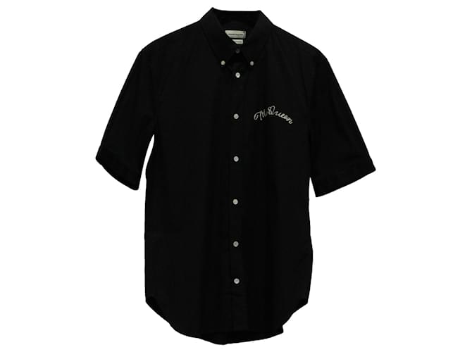 Camisa de manga curta bordada Alexander McQueen em algodão preto  ref.571496
