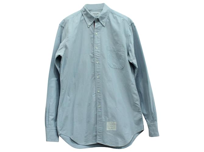 Camisa Thom Browne Oxford Slim Fit em Algodão Azul Claro  ref.571505
