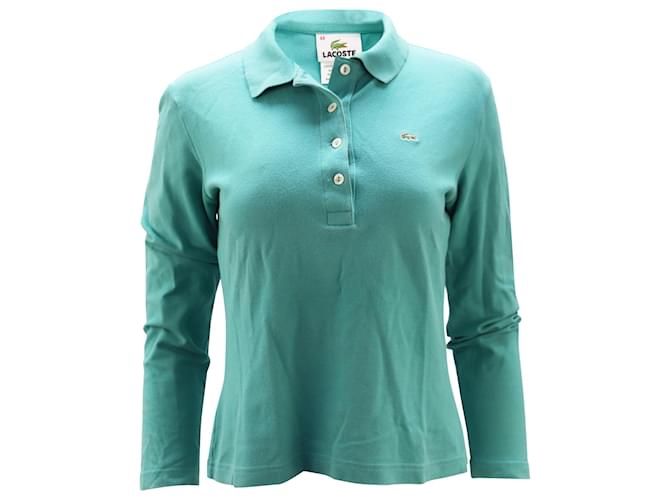 Lacoste Long Sleeve Polo in Teal Cotton Green  ref.571519