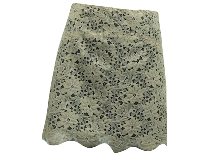 Sandro Paris Lace Short Skirt in Beige Polyamide Nylon  ref.571525