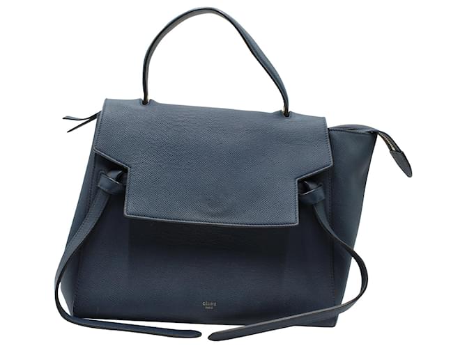 Céline Celine Belt Top Handle Bag in Blue Leather  ref.571553