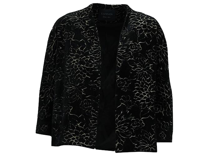 Lanvin Floral Jacket in Black Viscose Polyester  ref.571557