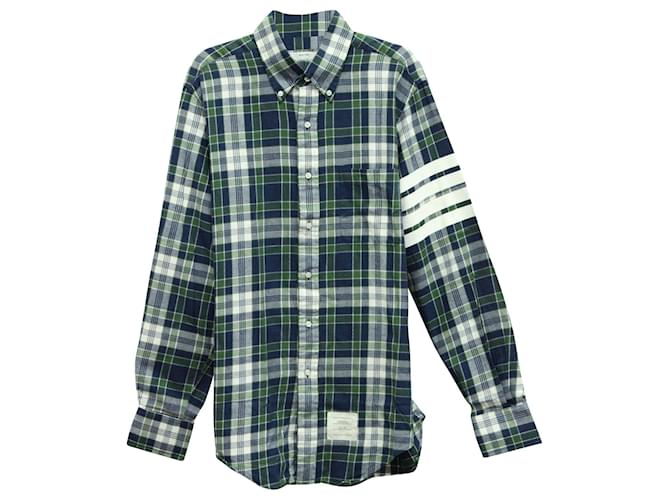 Camisa a cuadros de Thom Browne en algodón verde  ref.571571