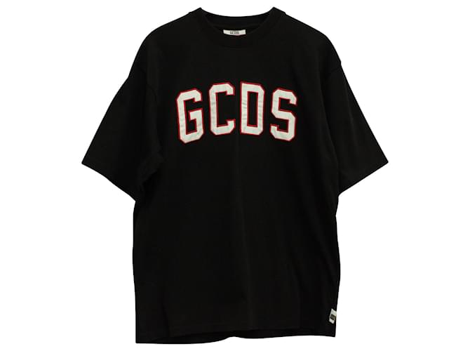 Camiseta com estampa de logo GCDS em algodão preto  ref.571581