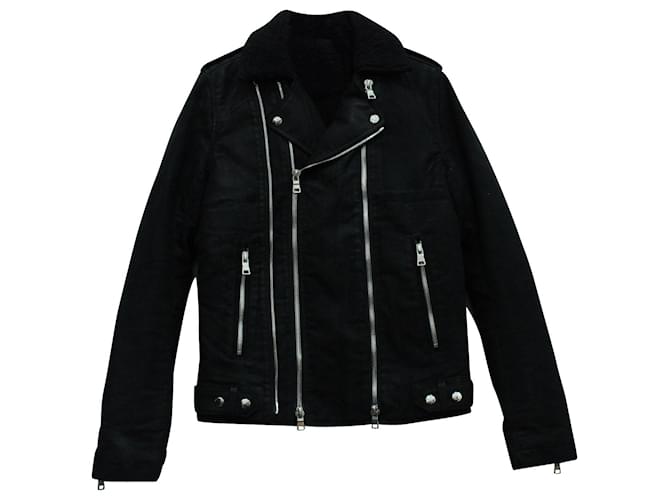 Balmain Biker Jacket in Black Cotton  ref.571586