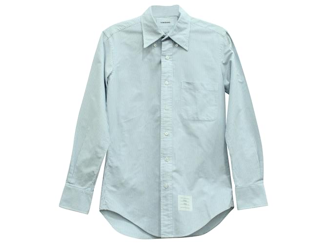 Camisa de vestir de popelina a rayas en algodón azul de Thom Browne  ref.571593