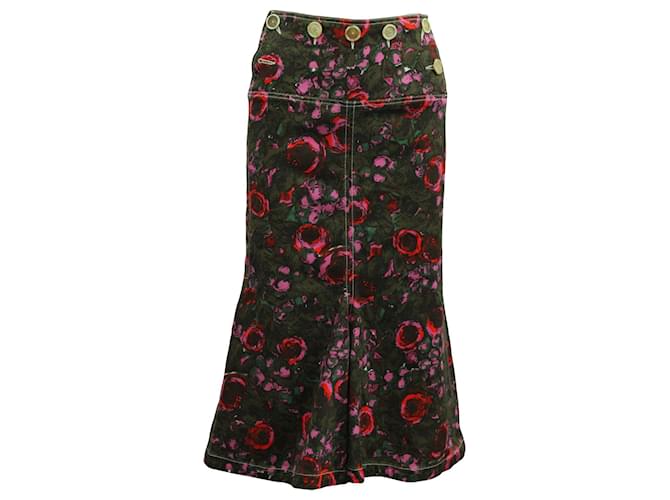 Marni Flared Midi Skirt in Floral Print Cotton  ref.571594