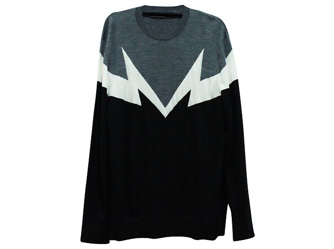 Sweat Sonic Bolt doublé Neil Barrett en laine multicolore Imprimé python