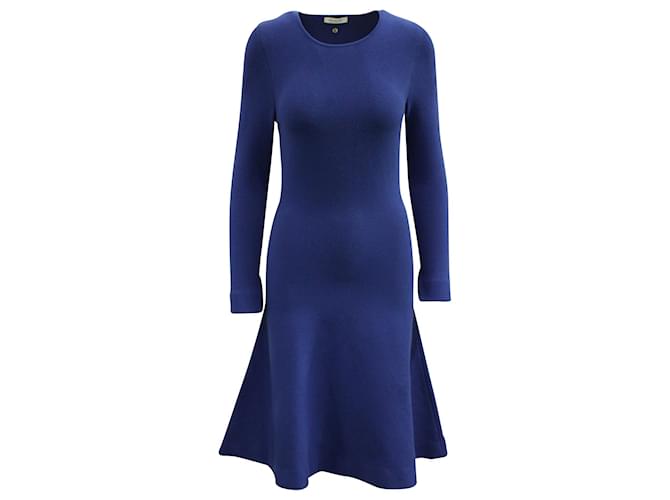 Thierry Mugler Mugler Fit and Flare Knitted Dress in Blue Viscose Cellulose fibre  ref.571608