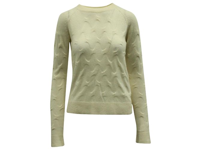 Theory Pull ras du cou rentré en cachemire crème Blanc Écru