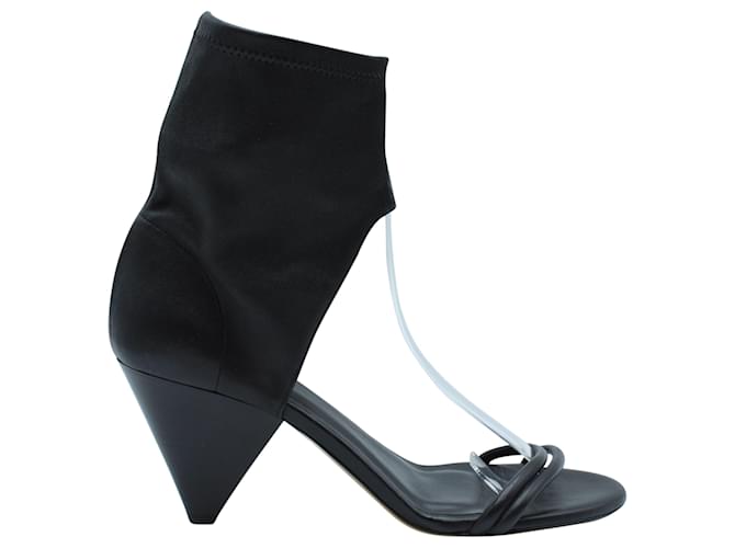 Isabel Marant Open Toe Triangular Heels in Black Leather  ref.571633