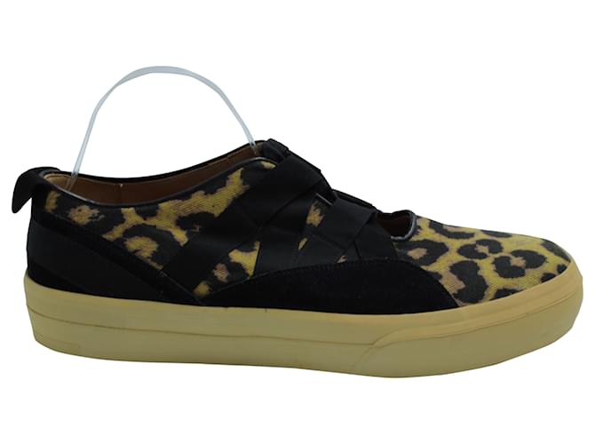 Dries Van Noten Lace Up Leopard Print Sneakers in Multicolor Canvas Multiple colors Cloth  ref.571634