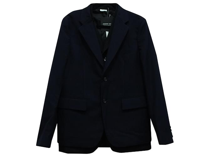 Comme des Garcons Double Layered Blazer in Navy Blue Wool  ref.571655