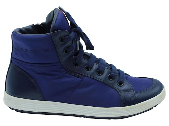 Prada 4T2842 High-Top-Sneaker aus marineblauem Nylon  ref.571674