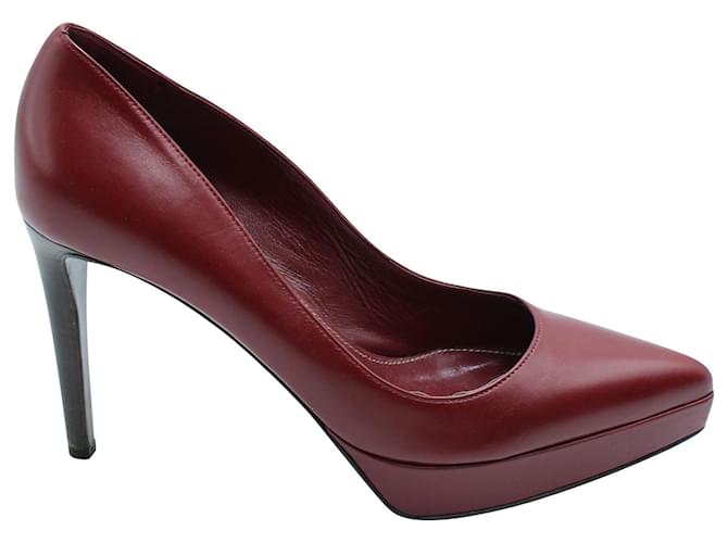 Sapato de plataforma com bico pontudo Sergio Rossi em couro vermelho Bordeaux  ref.571686