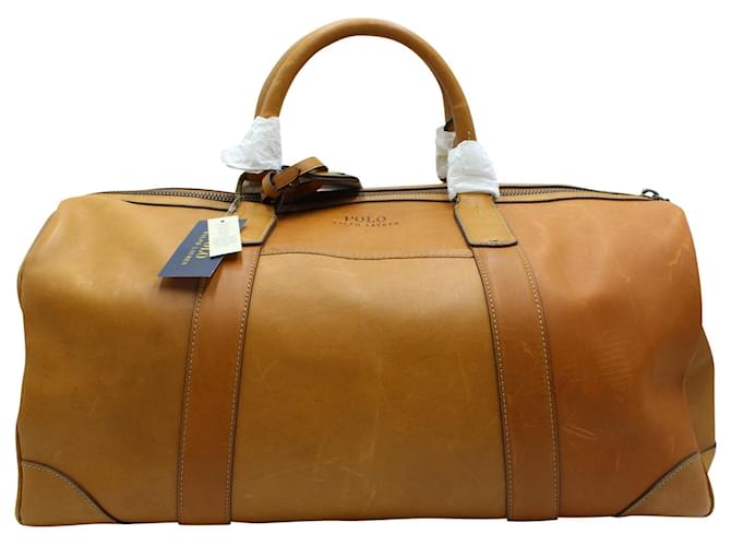 Bolso de lona Polo Ralph Lauren en cuero marrón Castaño  ref.571707