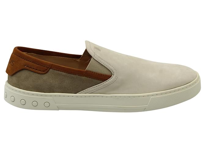 Tod's Slip On Low Top Sneakers in Beige Suede Brown  ref.571720