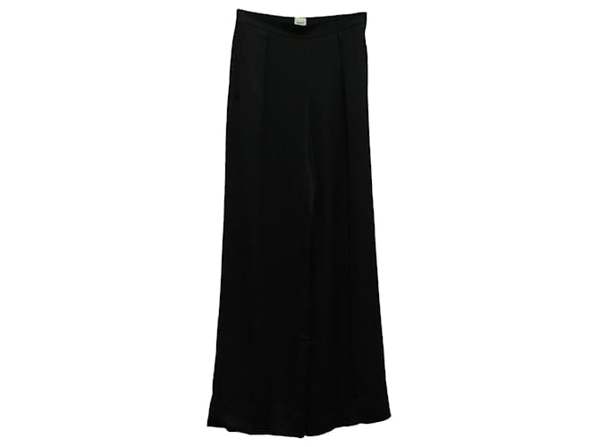 Pantalon Large Hermès en Viscose Noire Fibre de cellulose  ref.571726