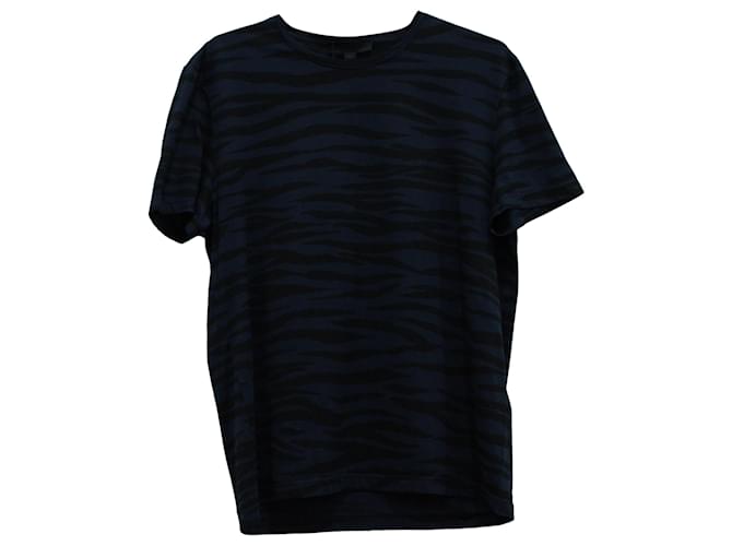 Burberry Prorsum Animal Print Crew Neck T-Shirt in Blue Cotton  ref.571750