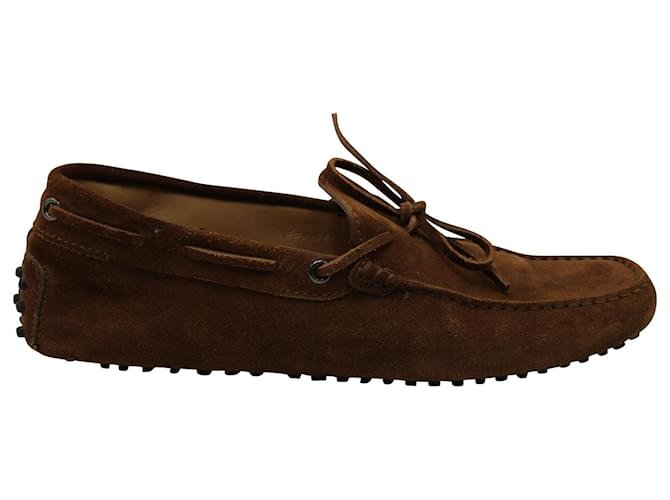 Tod's Gommini Driving Shoes in Brown Suede  ref.571764