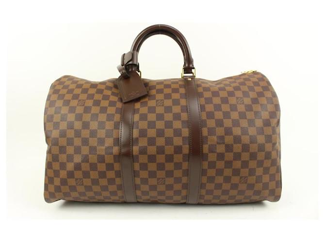 Louis Vuitton Damier Ebene Keepall 50 duffle bag Leather  ref.571964