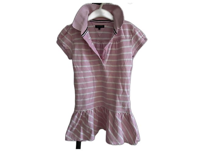 Robe Tommy Hilfiger Rugby à rayures rose coton