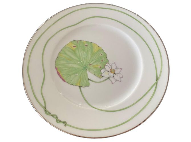 Hermès 6 Nil Platine dessert plates White Glass