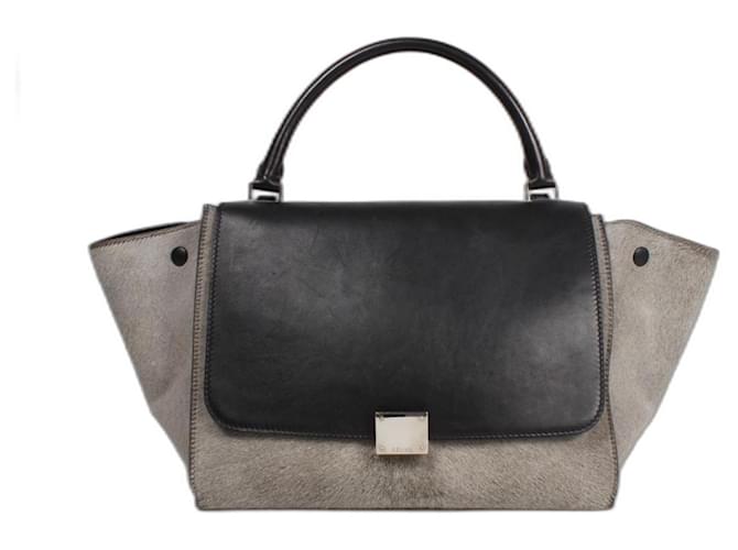 Céline Celine Trapèze handbag. Black Grey Leather  ref.572003
