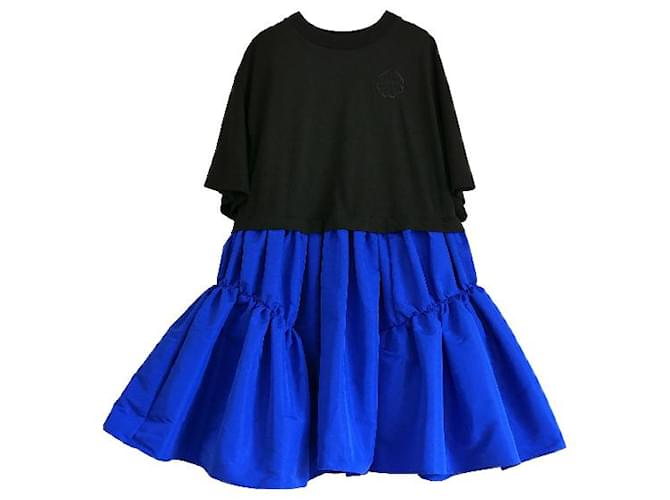 Alexander McQueen T-Shirt Top Taffeta Skirt Looes Fit Dress Blue Cotton  ref.572174
