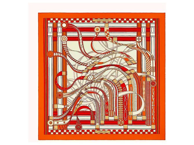 HERMÈS: Scialle modello "Volti e piroette". Multicolore Cachemire