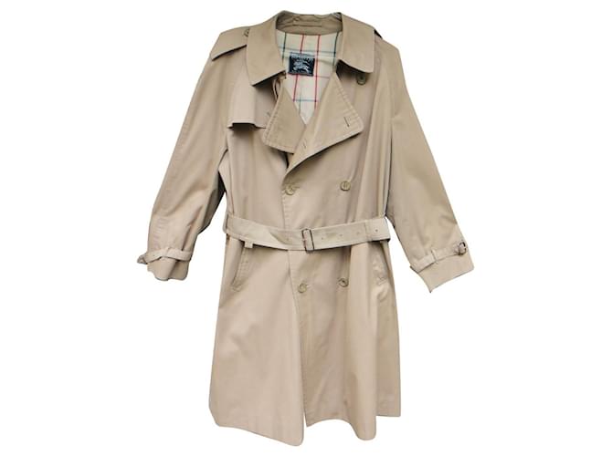 trench coat masculino vintage Burberry tamanho M Bege Algodão Poliéster  ref.572211