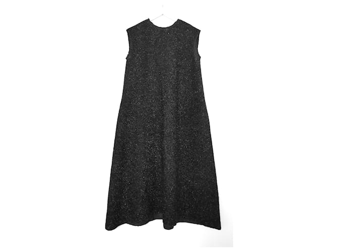 Autre Marque Sara Lanzi Black Lurex Maxi Dress Silk Wool Nylon  ref.572218