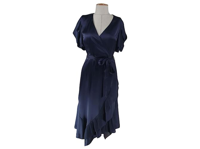 Diane Von Furstenberg Kleider Blau Marineblau Polyester Triacetat  ref.572227
