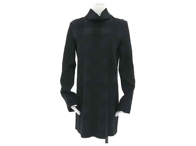 Céline *Celine CELINE 2015 product Shadow check Long- sleeved dress S Black Polyester Nylon Rayon Polyurethane  ref.572244