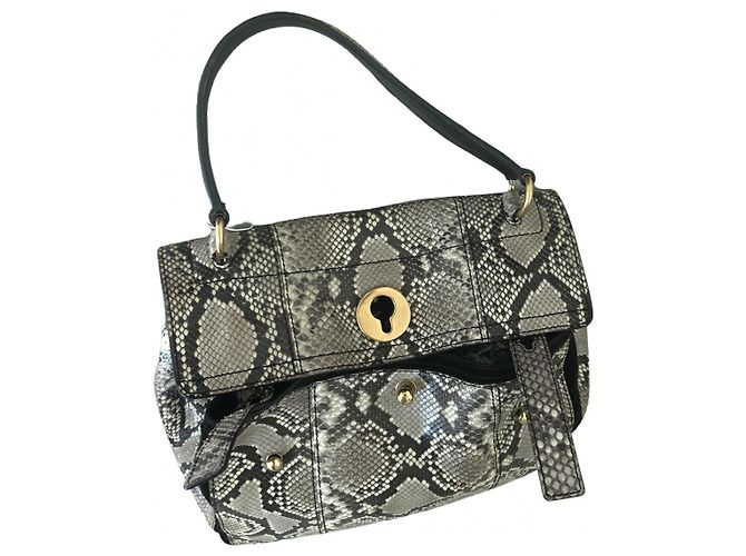 Muse II Yves Saint Laurent Handtasche aus Python braun creme 