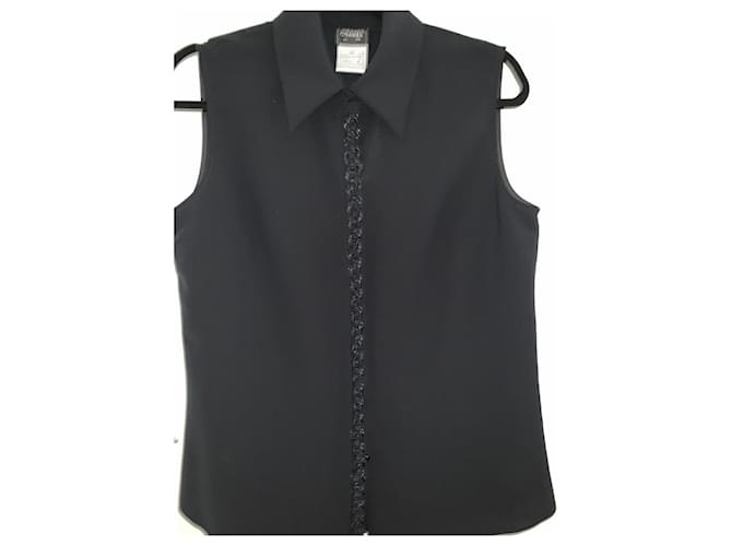 Chanel Tops Black Polyester  ref.572372