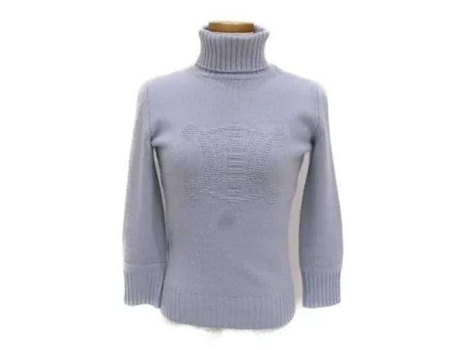 Céline *CELINE Celine Turtle neck knit light blue S size knit sweater long sleeve ladies Cashmere  ref.572444