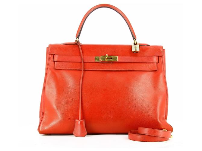 Hermès Red Kelly bag Hermes smooth leather  ref.572454