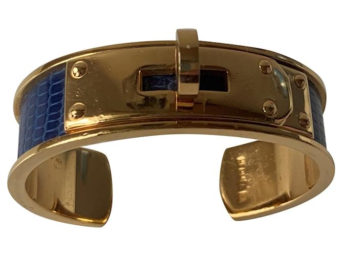 Kelly Hermès Armbänder Blau Golden Exotisches Leder Metall  ref.572513