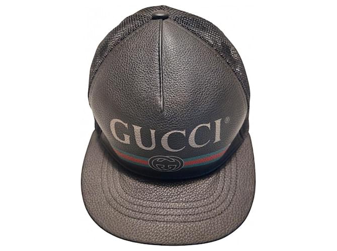 Gucci Hats Beanies Black Leather  ref.572520