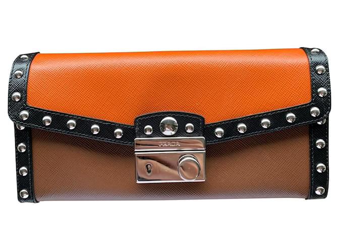 Prada Portemonnaie aus Saffiano-Leder Mehrfarben  ref.572524