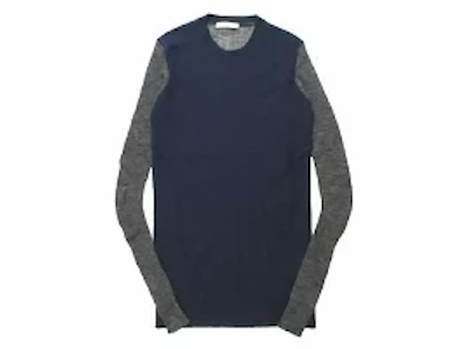 Céline *Celine by Phoebe Philo Phoebe Period Cashmere Alpaca Bicolor Knit Sweater Tight Sleeve Switching Archive M Navy Gray Ladies Grey Navy blue  ref.572578