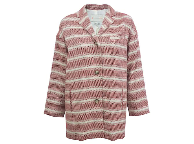 Paul & Joe stripe blazer jacket in red and white Size M Cotton Polyester Polyamide Acrylic  ref.572604