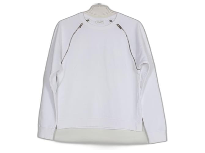 Saint Laurent Saint-Laurent-Sweatshirt. Weiß Baumwolle  ref.572617