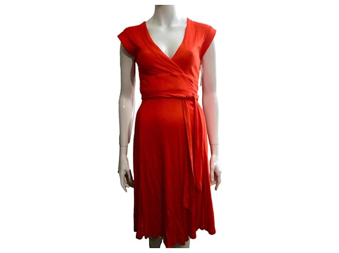 Diane Von Furstenberg DVF Vintage (very early DvF) original wrap dress Orange Coral Rayon  ref.572629
